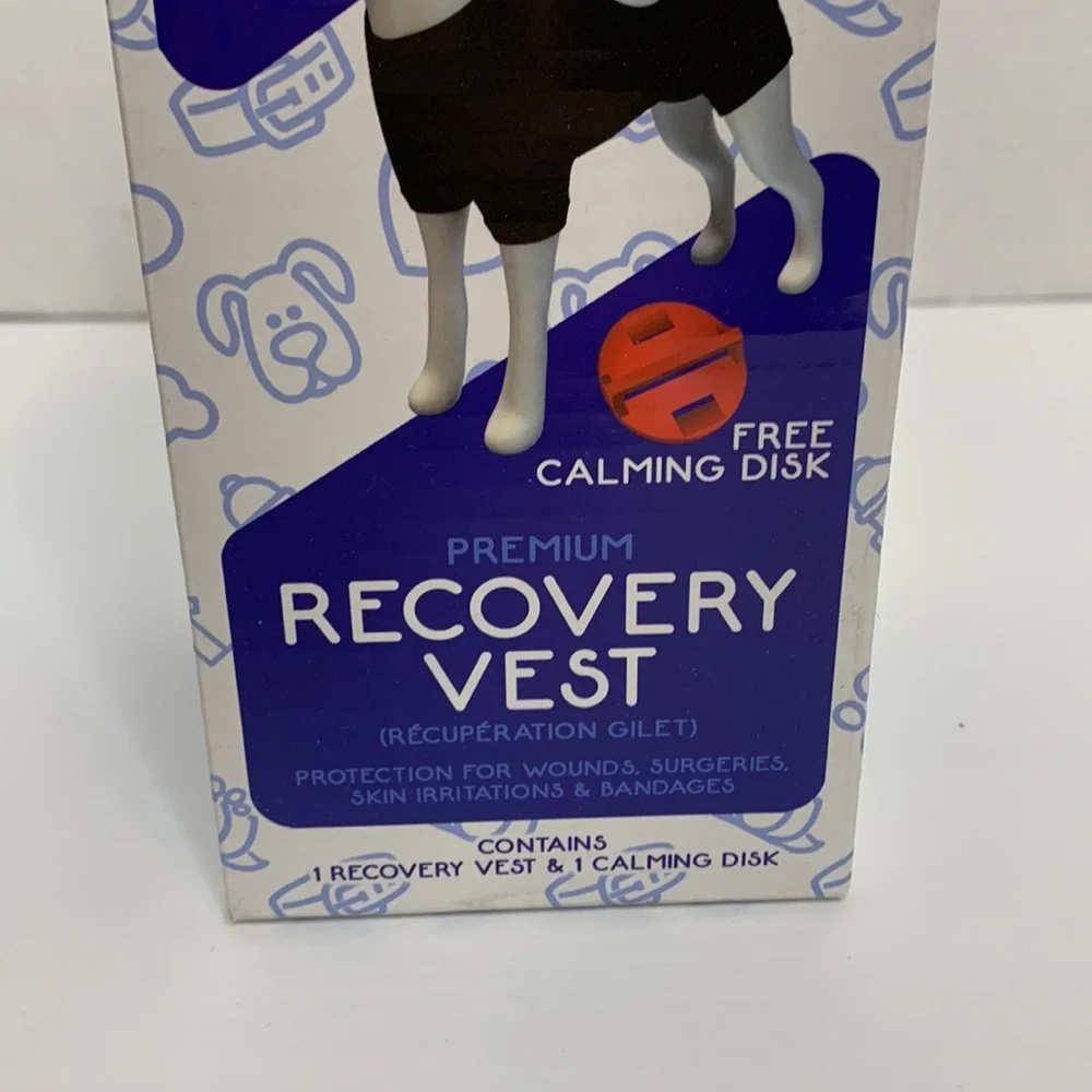 Calm Paws | Black Small Dog Premium Recovery Vest | Calming Disk | Surgery Help